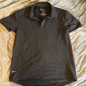 Mens medium Bylt basics navy dotted round hem polo shirt